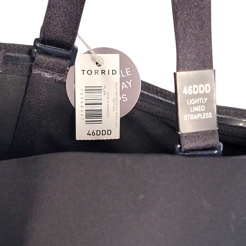Torrid Curve Elegant Black Strapless Lightly Lined Bra 46DDD NWT - Picture 10 of 11